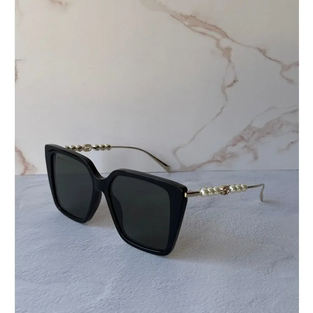 NEW Gucci GG1967S Oversized Black Pearl Sunglasses $665
